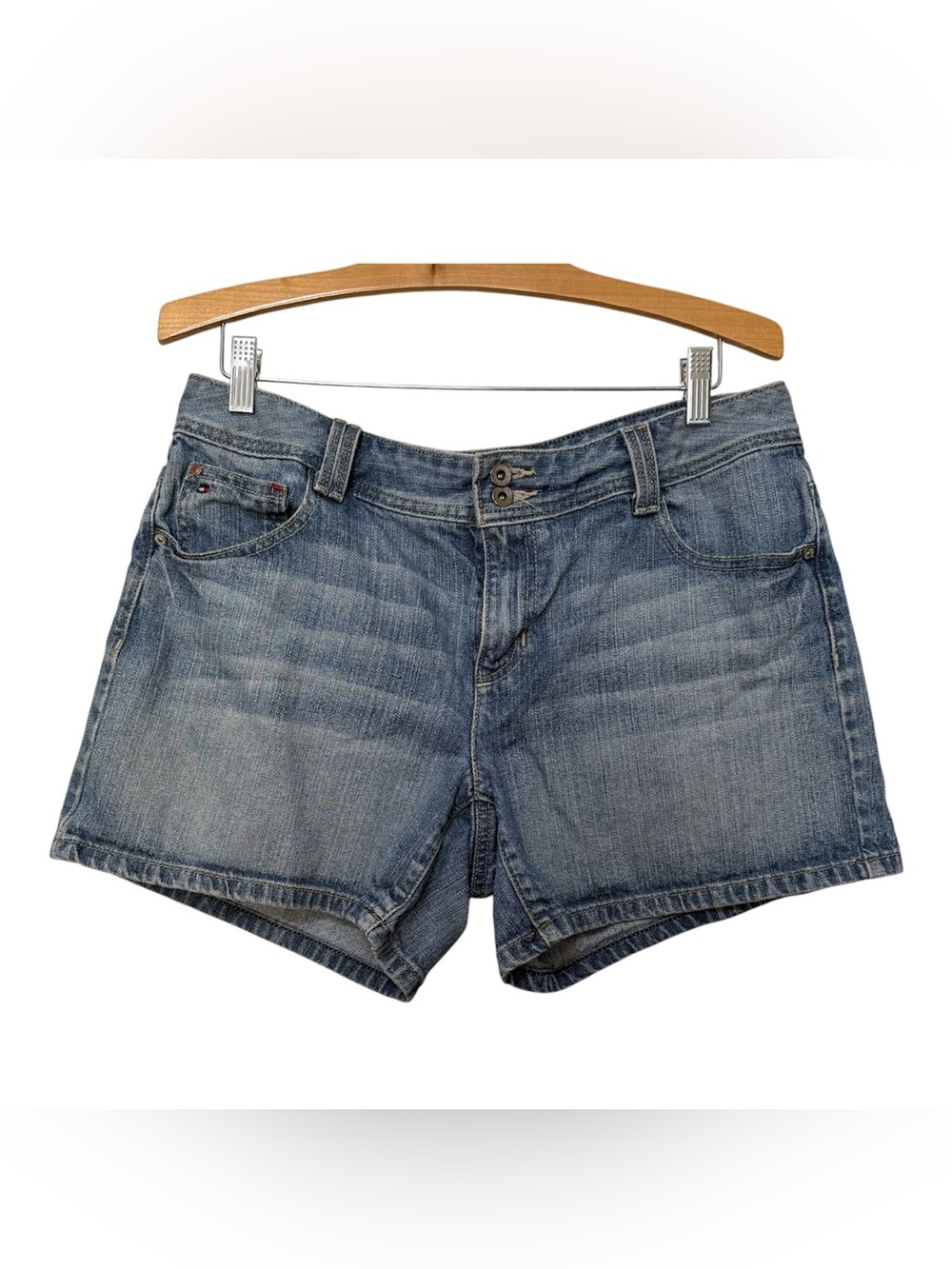 Vintage Tommy Hilfiger Jean Shorts Women’s 12 Y2K Logo Cotton Denim Preppy